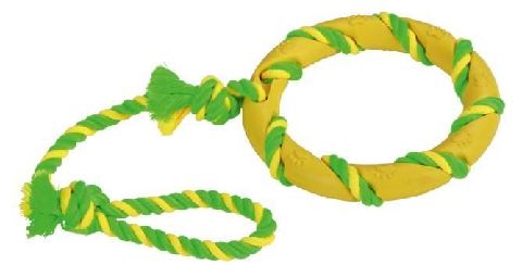 Ring am Seil, grün-gelb, 47cm